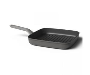 Berghoff 3950176 Poêle à griller 24 cm, revêtement antiadhésif, corps en aluminium, poignée ergonomique, compatible induction et gaz, gris