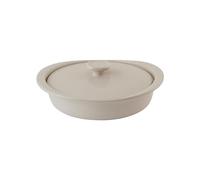 BergHOFF Balance Stone Cocotte ronde en céramique non poreuse avec couvercle Passe au four jusqu'à 240 °C Jaune clair 24,1 x 24,1 x 6,6 cm