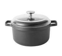 BergHOFF GEM Marmite à soupe avec couvercle, Marmite à légumes, Casserole, Marmite universelle, Noir, Fonte d'aluminium, Ø 24cm, 2307310