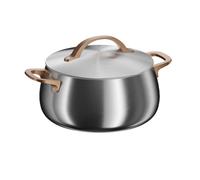 BergHOFF Home Casserole 24 cm en acier inoxydable avec couvercle, 6,7 l, pour induction et tous feux, passe au four, passe au lave-vaisselle, Warm Blush