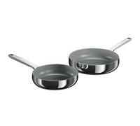 BergHOFF Home Set de 2 poêles à frire en acier inoxydable 20 et 24 cm, anti-adhésif, sans PTFE, pour tous les types de cuisinières, Stellar Steel