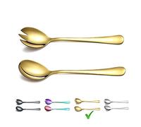 Berglander Couvert a Salade en Or, Ensemble de Service à Salade en Acier Inoxydable avec placage à l'or en Titane, serveurs à Salade, cuillère à Salade, Fourchette à Salade, Lot de 2