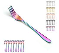 Berglander fourchettes de table arc-en-ciel 12pcs de 20,5 cm, ensemble de fourchettes à dîner en acier inoxydable plaqué titane coloré pour la maison, le restaurant, les repas quotidiens