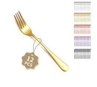 Berglander Or fourchettes de table 12pcs de18cm, ensemble de fourchettes à dîner en acier inoxydable pour la maison, le restaurant, les repas quotidiens, facile à nettoyer et lavable