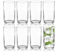Berglander Set de Verres Highball 8 pièces, Verres Collins à Boire en Plastique PET Clair Hauts 420ml, Tasses à Eau Réutilisables, Vaisselle de Bar Tumbler pour Boissons, Bière, Jus, Lait, Mojito