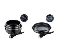 BERGNER Click&Cook Lot de 7 poêles et casseroles | Poignées amovibles | Revêtement antiadhésif | Convient pour l'induction | Noir