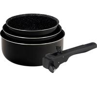 Bergner Click & Cook - Set de poêles à frire - 3 poêles en aluminium pressé 16, 18 et 20 cm - Avec poignée ergonomique interchangeable - Ustensiles de cuisine - Convient pour tous les types de cuisini