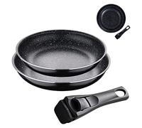 Bergner Édition Black | Set de Poêles | 2 Poêles en Aluminium pressé de 24 et 28 cm | Avec Manche ergonomique Amovible | Batterie de Cuisine | Pour tous types de cuisinières
