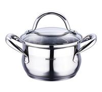 Bergner Gourmet - Casseroles acier inoxydable avec couvercle 20x11.5 cm 3.3l bon pour l'induction, Acero