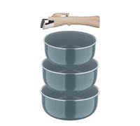 BERGNER- Set 4 Pcs Casseroles en Alu pressé recy vec manche amovible - Revêtement PPG Fusion - Vert - Compatible induction