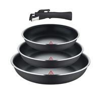 BERGNER- Set 4 Pcs Poêles en Alu pressé avec poignée amovible et point de chauffe - ILAG Essential - Anthracite - Compatible induction