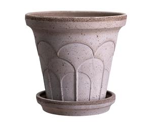 Bergs Potter Cache-pot avec soucoupe Fleur 2 pièces Gris. Ø16 cm