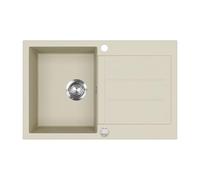 Bergström Evier "Kapstadt", Beige, 78x50cm | avec égouttoir et kit de vidage pour installation sous-plan ou à encastrer