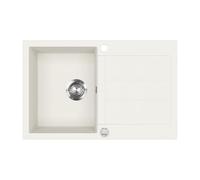 Bergström Evier "Kapstadt", Blanc, 78x50cm | avec égouttoir et kit de vidage pour installation sous-plan ou à encastrer