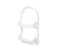 Berilo Étagère 2 Niveaux Blanc avec Crochets à Ventouse 26.7x50x12 cm Plastique (Set de 12)