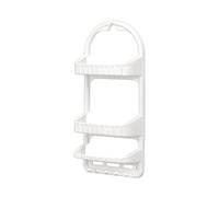 Berilo Étagère 3 Niveaux Blanc avec Crochets à Ventouse 26x62x12 cm Plastique (Set de 12)