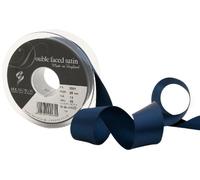 Berisfords 3501 Ruban en satin double-face 20 m x 25 mm, Bleu marine