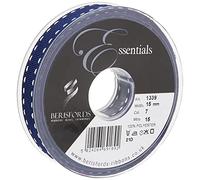 Berisfords Ruban Gros-Grain surpiqué 15 mm, Bleu Marine/Blanc