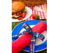 Berisfords Ruban taffetas en polyester, blanc/bleu, 25 mm x 20 m