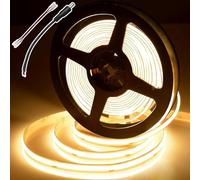 BERIXDEEP Ruban LED COB 5m Blanc Chaud 24V, 480LEDs/m, Non Alimentation | 3000K Dimmable Bande LED pour Cuisine, Salon, Chambre, Interieur, CRI 92, 9w/m, Largeur 8mm, Sans points, Découpable
