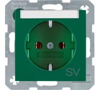 Berker 47508913 Prise SCHUKO avec champ d'inscription et impression vert, brillant Berker S.1/B.