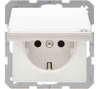 Berker 47526089 Prise SCHUKO avec couvercle rabattable et champ d'inscription blanc polaire avec Berker Q.1