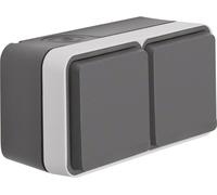 Berker 47843515 Prise SCHUKO 2x horizontale avec couvercle rabattable AP gris/gris clair mat Berker