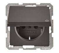 berker Berker Prise SCHUKO anthracite/satinée avec couvercle rabattable 47516086 Quantité:1