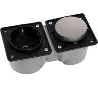 Berker Integro interrupteur effet inox + prise de courant noire sans cadre