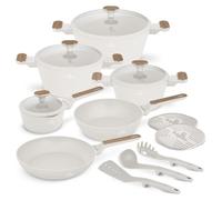 Berlinger Haus 15-Piece Pot and Pan Set - Aluminium forg avec revtement anti-adhrent TitanPro, adapt tous les environnements de cuisson, Sahara Nordic Collection