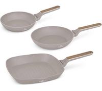 Berlinger Haus 3-Piece Non-Stick Frying Pan Set, Made of Forged Aluminium for Induction Cookers, with Ergonomic Handle, -Free, Nordic Collection Taupe