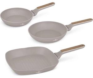 Berlinger Haus 3-Piece Non-Stick Frying Pan Set, Made of Forged Aluminium for Induction Cookers, with Ergonomic Handle, -Free, Nordic Collection Taupe