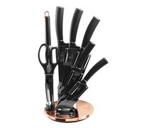 Berlinger Haus Black Rose Set de Couteaux de Cuisine Professionnel 8 Pièces, Acier Inoxydable, Revêtement Antiadhésif, Support, Couteau de Chef, Santoku, Acier à Aiguiser, Ciseaux, Design Moderne