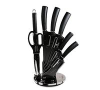 Berlinger Haus Carbon Pro Set de Couteaux de Cuisine Professionnel 8 Pièces, Acier Inoxydable, Revêtement Antiadhésif, Support, Couteau de Chef, Santoku, Acier à Aiguiser, Ciseaux, Design Metallic
