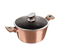 Berlinger Haus, Casserole avec couvercle, 30 cm, Collection Rose Gold, revêtement en marbre antiadhésif à 3 couches, Poignée de touche souple ergonomique, Pour tous feux