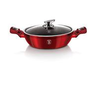 Berlinger Haus, Cocotte avec couvercle, 24 cm, Collection Burgundy, revêtement en marbre antiadhésif à 3 couches, Convient à tous les types de cuisson, y compris les plaques de cuisson à induction