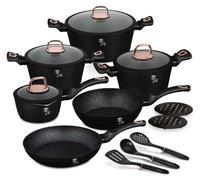 BERLINGER HAUS Ensemble de Casseroles en Granit 15 Pièces BLACK ROSE