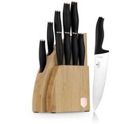 Berlinger Haus Ensemble De Couteaux 10 Pièces Avec Support En Bambou, Acier Inoxydable, Manche Ergonomique, Noir/Rose Doré, Inclut Couteau Chef Et Santoku