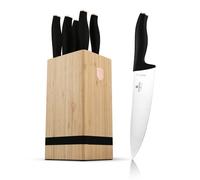 Berlinger Haus Ensemble De Couteaux En Acier Inoxydable Avec Support En Bambou, 6 Pièces, Noir/Rose Doré, Inclut Couteau Chef Et Santoku, Design Élégant Et Ergonomique