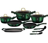 Berlinger Haus Ensemble de Cuisine EMERALD 12 Pièces Revêtement en Titane Vert Métallique