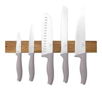 Berlinger Haus Jeu De Couteaux 6 Pièces Avec Support Magnétique En Bois D'acacia, Acier Inoxydable, Manche Ergonomique, Couteau Chef, Pain, Santoku, Utilitaire, Éplucheur, Taupe Mat