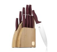 Berlinger Haus Leonardo Collection Lot de 10 couteaux en acier trempé inoxydable 3cr13 avec support en bambou Bordeaux mat