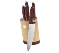 Berlinger Haus Leonardo Collection Lot de 6 couteaux en acier trempé 3cr13 avec support en bambou Bordeaux mat