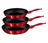 Berlinger Haus lot de 3 poeles en granit Red Metallic Line 28133