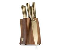 Berlinger Haus Lot de 6 couteaux en acier trempé 3cr13 avec support en bois d'acacia/or champagne