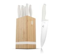 Berlinger Haus Lot de 6 couteaux en acier trempé inoxydable 3cr13 avec support en bambou/crème mat/collection Sahara