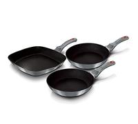 BerlingerHaus Set de 3 poêles Moonlight – 20/24/28 cm Induction Aluminium Antiadhésif Gris
