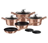 BerlingerHaus Set 10 casseroles et poêles – Aluminium anti-adhésif – Induction – Or rose