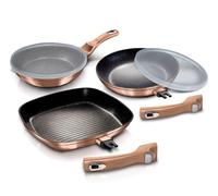 Berlinger Haus lot de 3 poeles en granit avec manche amovible 5 éléments Metallic Line Rose Gold BH7038