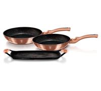 Berlinger Haus set de poeles en granit + plaque a frire Metallic Line Rose Gold BH1669